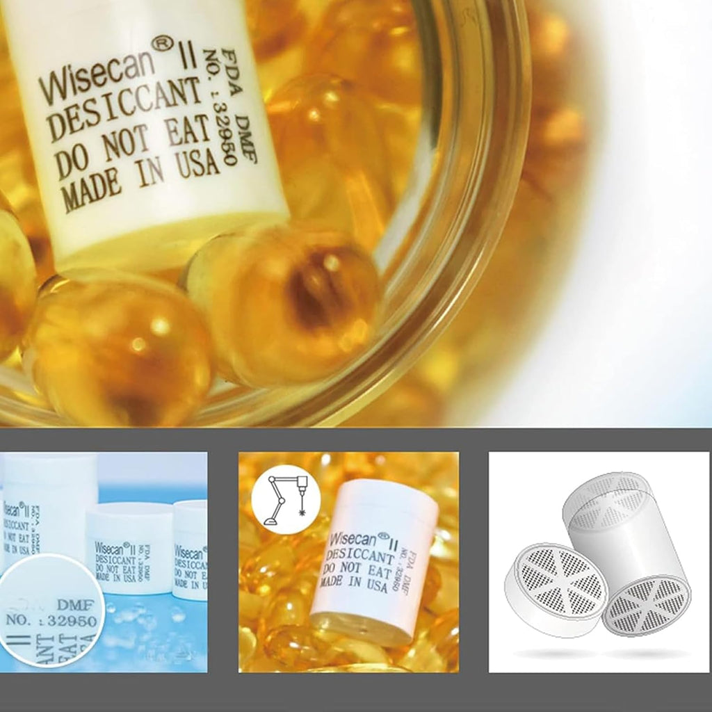Wisesorb 3 Gram 1500 Pack Silica Gel Canister, Desiccant Canister, Silica Gel Capsules, Desiccant Capsules, Moisture Absorbers for Food Storage, Food Safe Dehumidifiers Wisecan