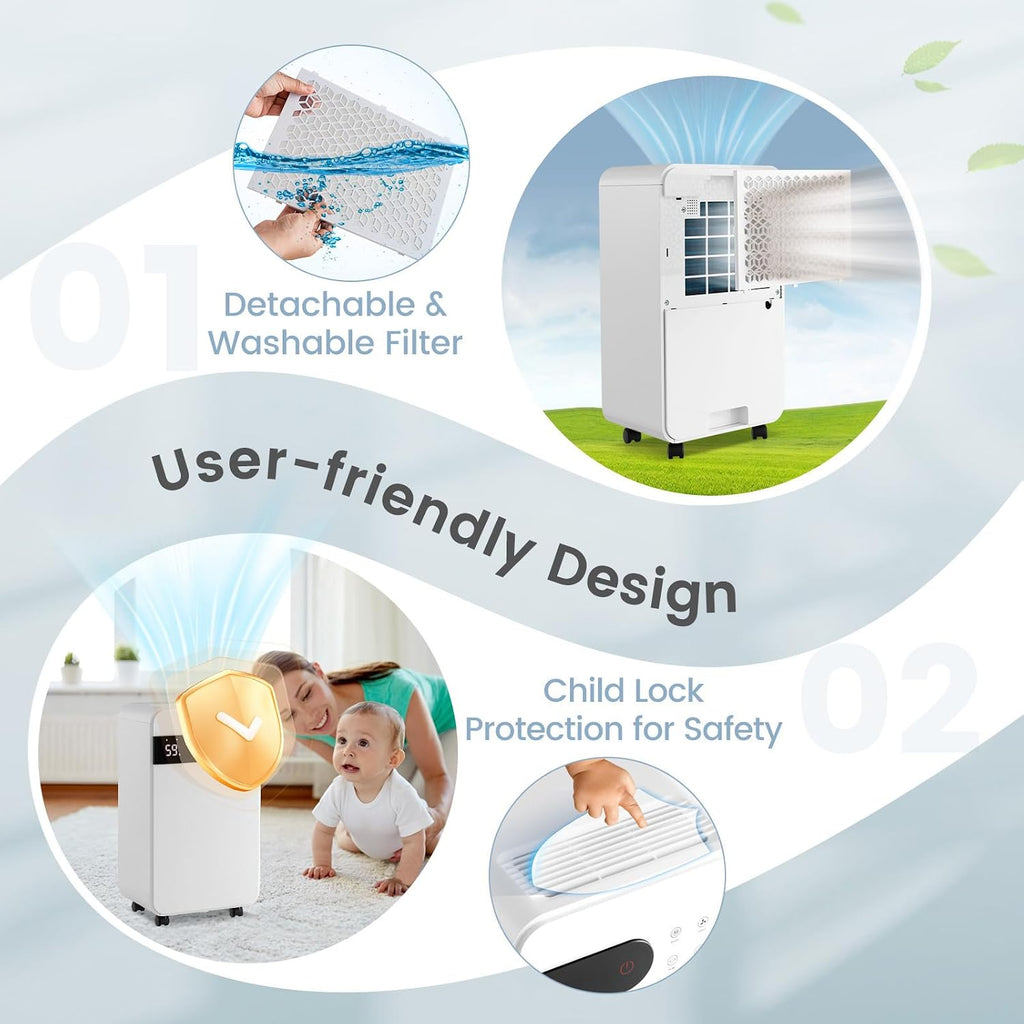 ARLIME 2500 Sq. Ft Dehumidifiers for Home, 32 Pints Smart Dehumidifier with Drain Hose, 3-Color Indicator Light with Auto Defrost & Child Lock, Dehumidifier for Bedroom, Basement, Garage, Bathroom