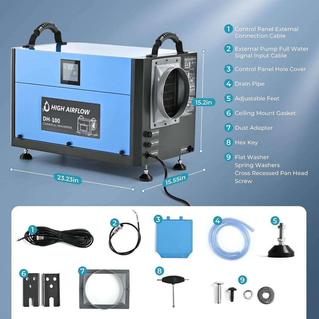 EUHOMY 190 Pint Crawl Space Dehumidifier with Drain Hose, Dehumidifier for Home and Basement, Dehumidify Up to 9000 Sq Ft Commercial Dehumidifiers, Timer on/off, Automatic Dehumidification