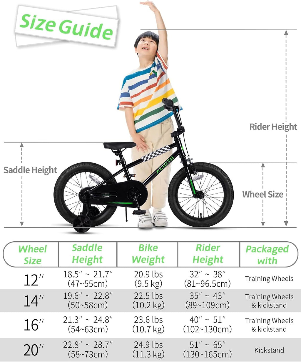 vollsch BMX Style 12 14 16 Inch Kids Bike Training Wheels 20'' Bicycle with Kickstand for 2-14 Years Old Toddlers Boys Girls Coaster Brake Multiple Colors