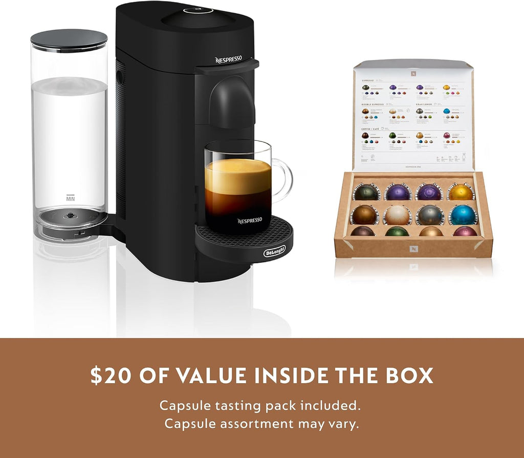 Nespresso Vertuo Plus Deluxe Coffee and Espresso Maker by De'Longhi, Matte Black, 3.8 Pounds