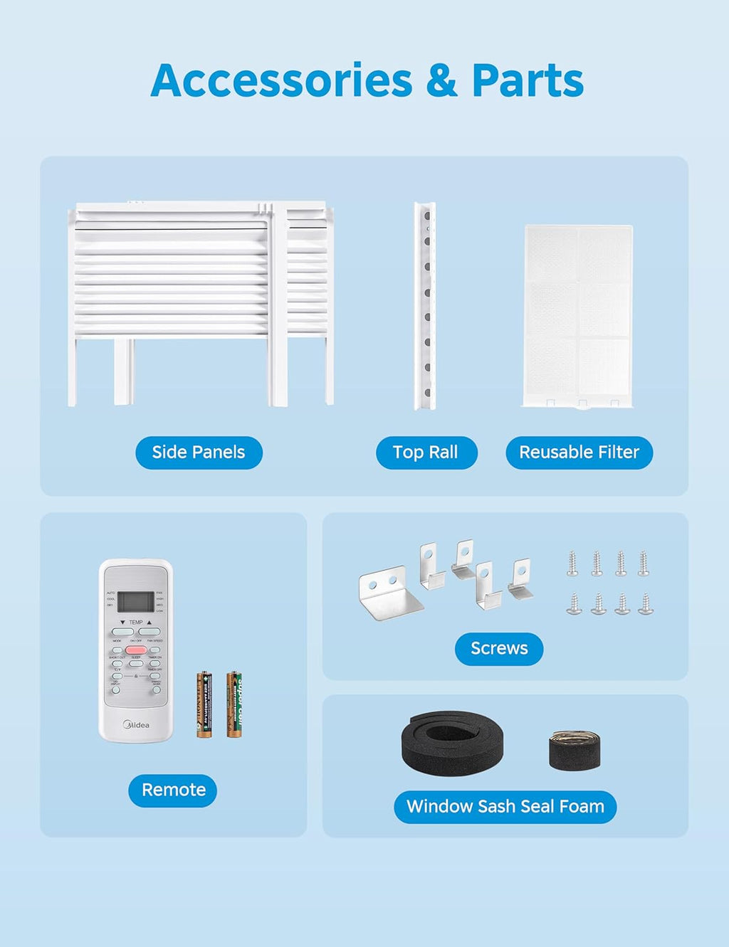 Midea 6,000 BTU Window Air Conditioner, 3-in-1 Cool/Fan/Dehumidifier Window AC Unit, Easycool Air Conditioner with Remote Control, Cools up to 250 Sq. Ft., Fits bedroom, study, office