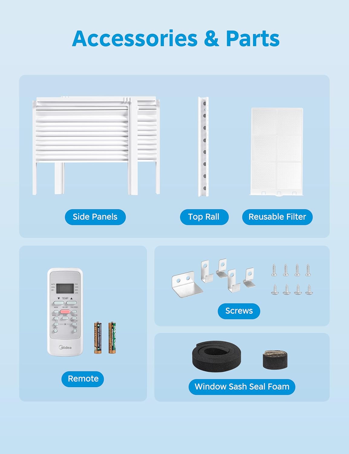 Midea 6,000 BTU Window Air Conditioner, 3-in-1 Cool/Fan/Dehumidifier Window AC Unit, Easycool Air Conditioner with Remote Control, Cools up to 250 Sq. Ft., Fits bedroom, study, office
