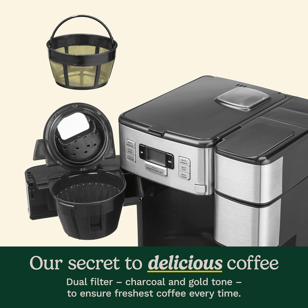 Cuisinart Coffee Center Grind and Brew Plus, Built-in Coffee Grinder, Coffeemaker and Single-Serve Brewer with 6oz, 8oz and 10oz Serving Size, Black/Silver, SS-GB1NAS