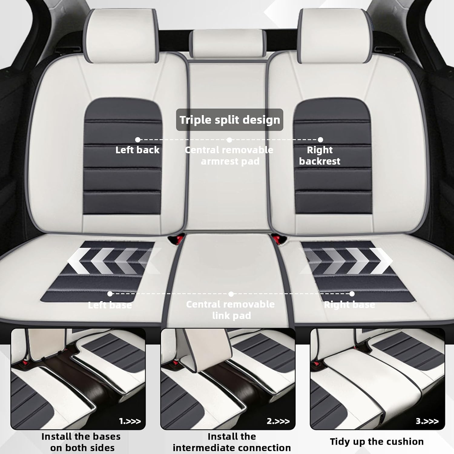 Car Seat Cover Fit for Jeep Wrangler 2000-2025,Compatible Airbag Non-Slip Waterproof Seat Cover,Car Seat Protector Premium Interior (Standard 5 Seats,Gray White)