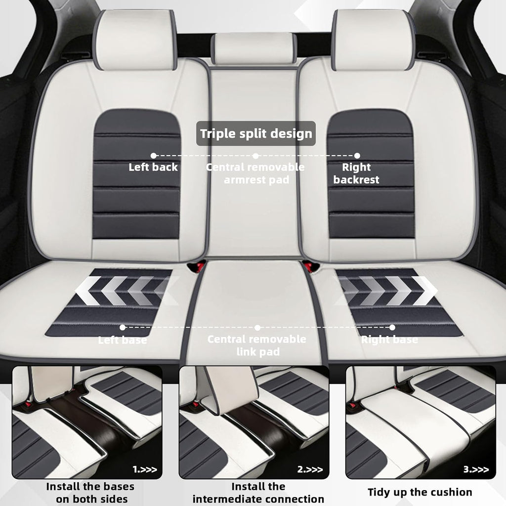 Car Seat Cover Fit for Jeep Wrangler 2000-2025,Compatible Airbag Non-Slip Waterproof Seat Cover,Car Seat Protector Premium Interior (Luxury 5 Seats,Gray White)