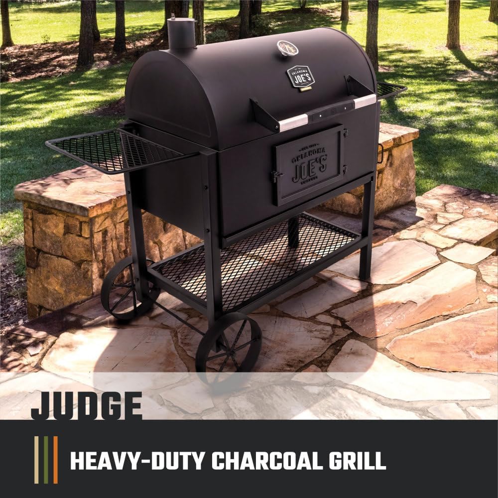 Oklahoma Joe's Judge Charcoal Grill and Smoker with 540 sq in Cooking Area in Black