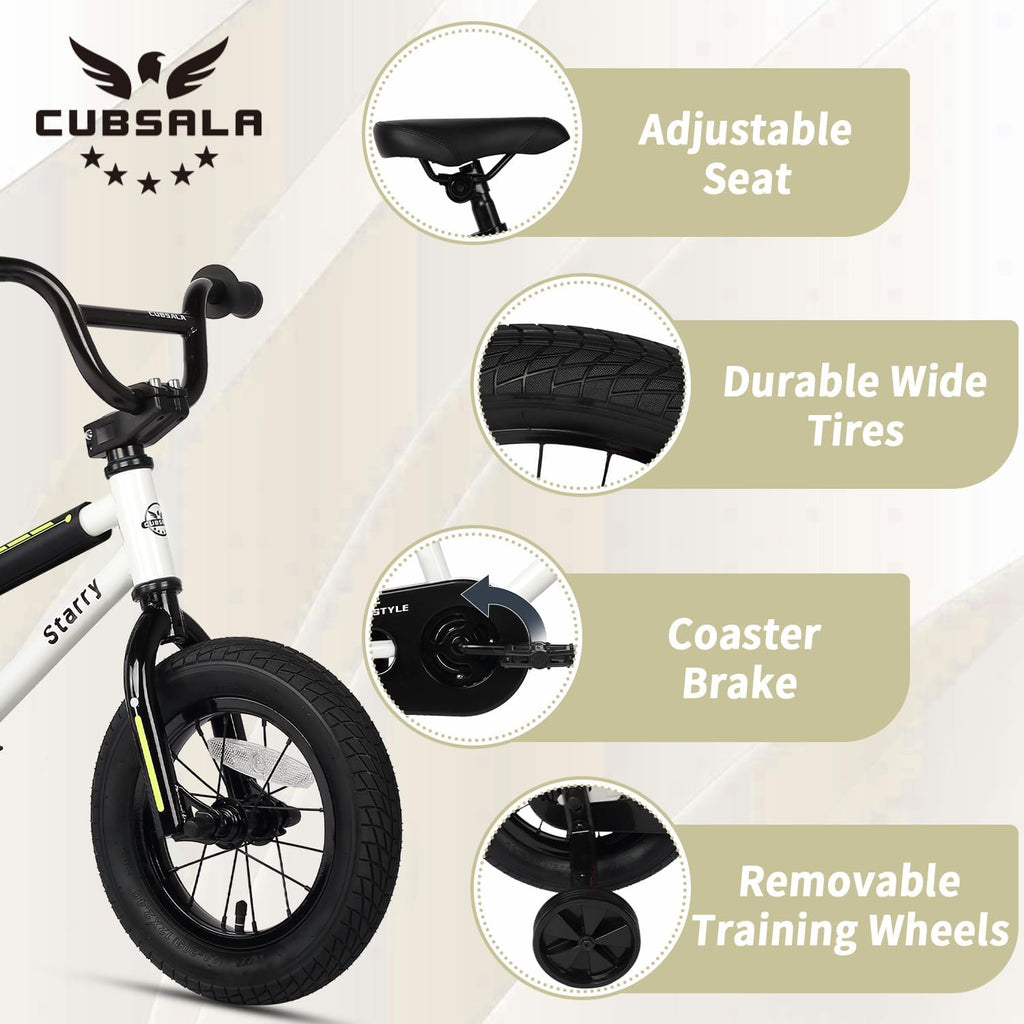 cubsala 12 14 16 18 Inch Kids Bike BMX Style Bicycle with Training Wheels Coaster Brake for 2-10 Years Old Toddlers Boys Girls Multiple Colors
