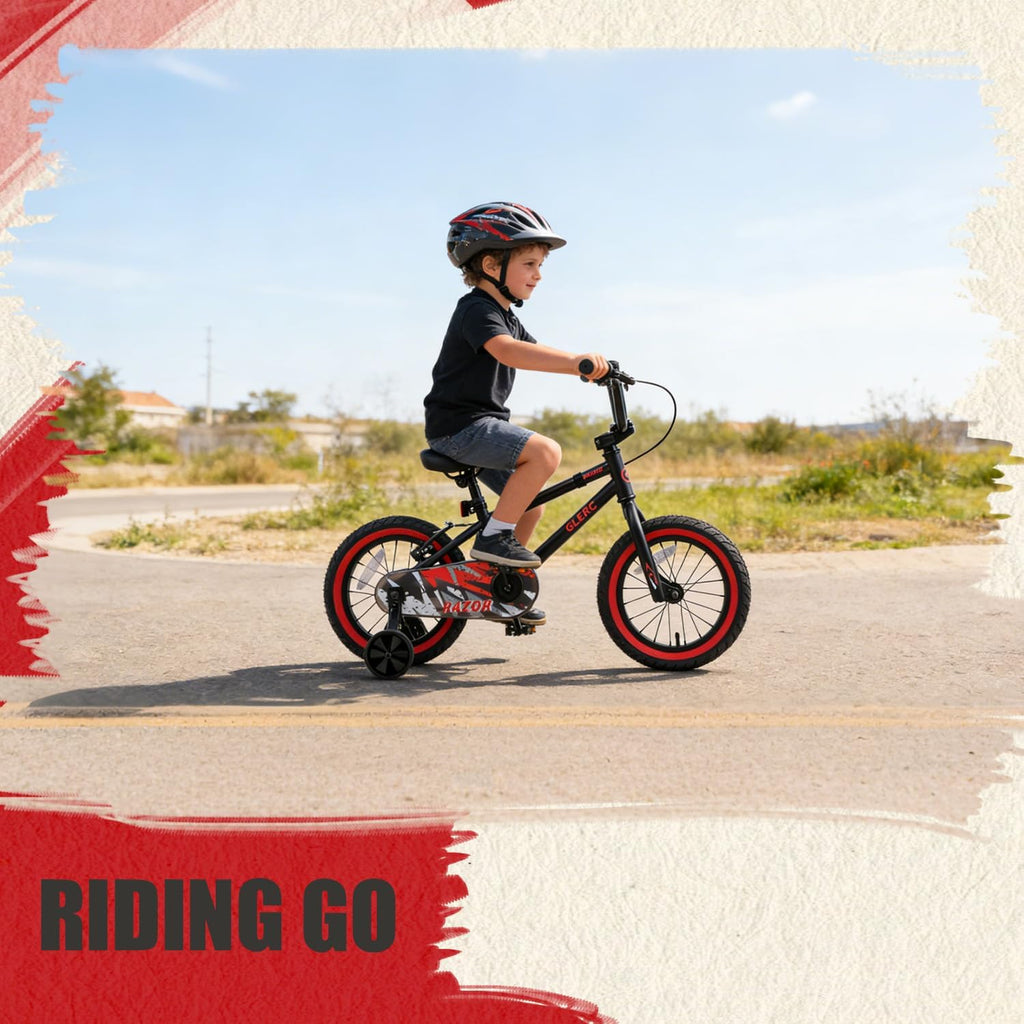 Glerc Kids Bike for Ages 1-8 Years Old, 12-16 Inch BMX Style Kids Bicycle with Training Wheels, Boys Bike for Children and Toddler, Multiple Colors