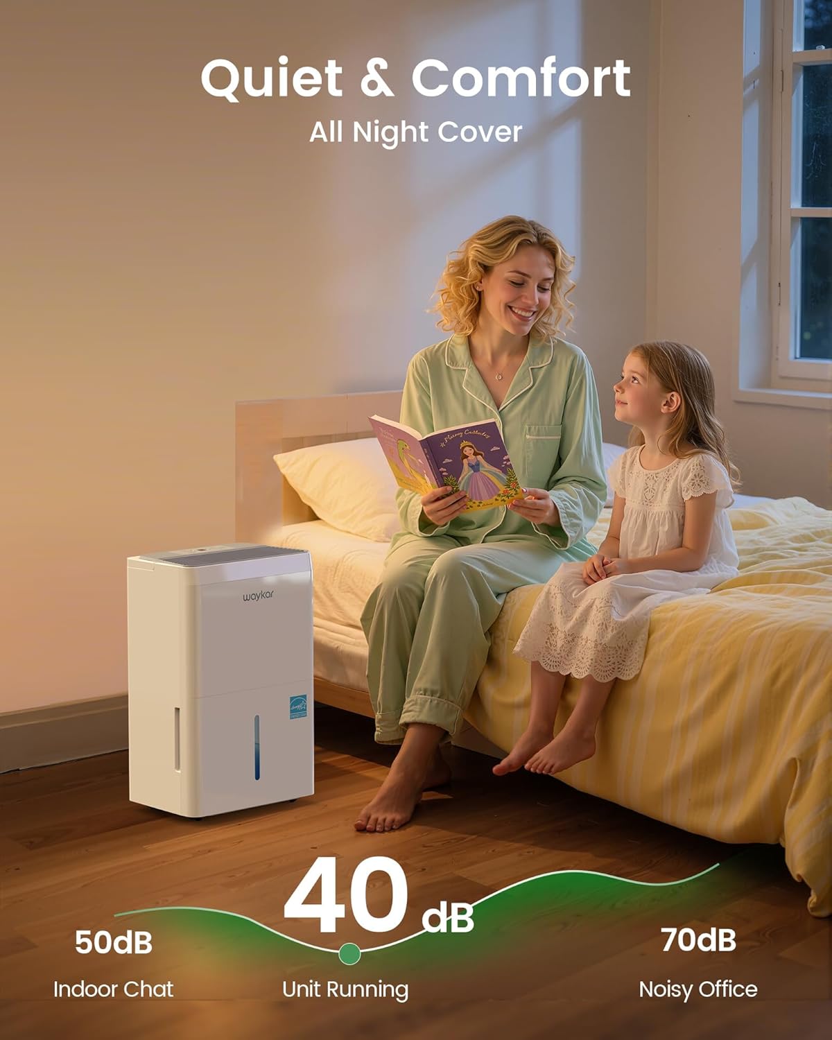Waykar 5500 Sq.Ft Energy Star Dehumidifier for Home, Basement, Bedroom, Bathroom, Max 80 Pint/D(Standard 63 Pint/D) with Drain Hose&Water Tank, Ultra Quiet(40 dB), Intelligent Humidity Adjustment