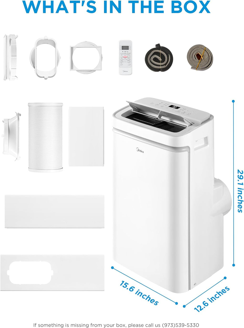 Midea 14,000 BTU ASHRAE (10,000 BTU SACC) Portable Air Conditioner, Cools up to 450 Sq.Ft., with Dehumidifier&Fan mode&Heat, Control with Remote, Amazon Alexa&Google Assistant, Easy-to-use and Instal