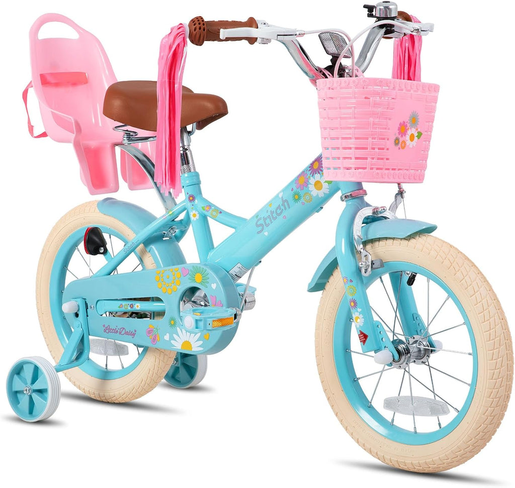 JOYSTAR Little Daisy Kids Bike for Girls Boys Ages 2-7 Years, 12 14 16 Inch Girls Bikes with Doll Bike Seat & Streamers, Boys Bike with Flag & Number Plate, Multiple Colors