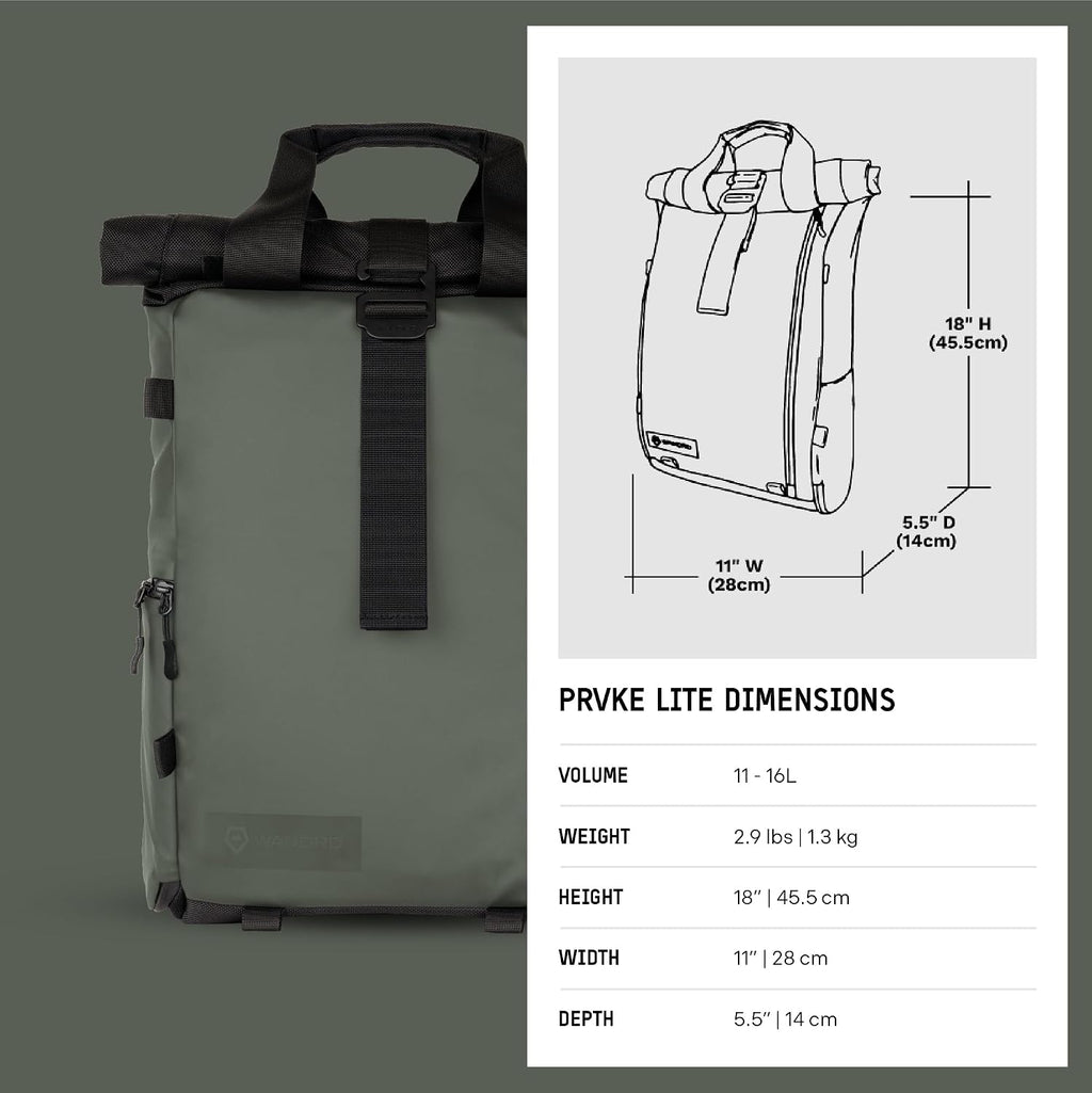WANDRD PRVKE Lite: Weather-Resistant Travel & Camera Backpack with Laptop Sleeve, Quick Side Access, Clamshell Opening – Ideal Photography & Travel Bag