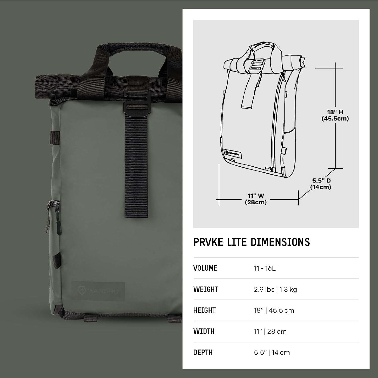 WANDRD PRVKE Lite: Weather-Resistant Travel & Camera Backpack with Laptop Sleeve, Quick Side Access, Clamshell Opening – Ideal Photography & Travel Bag