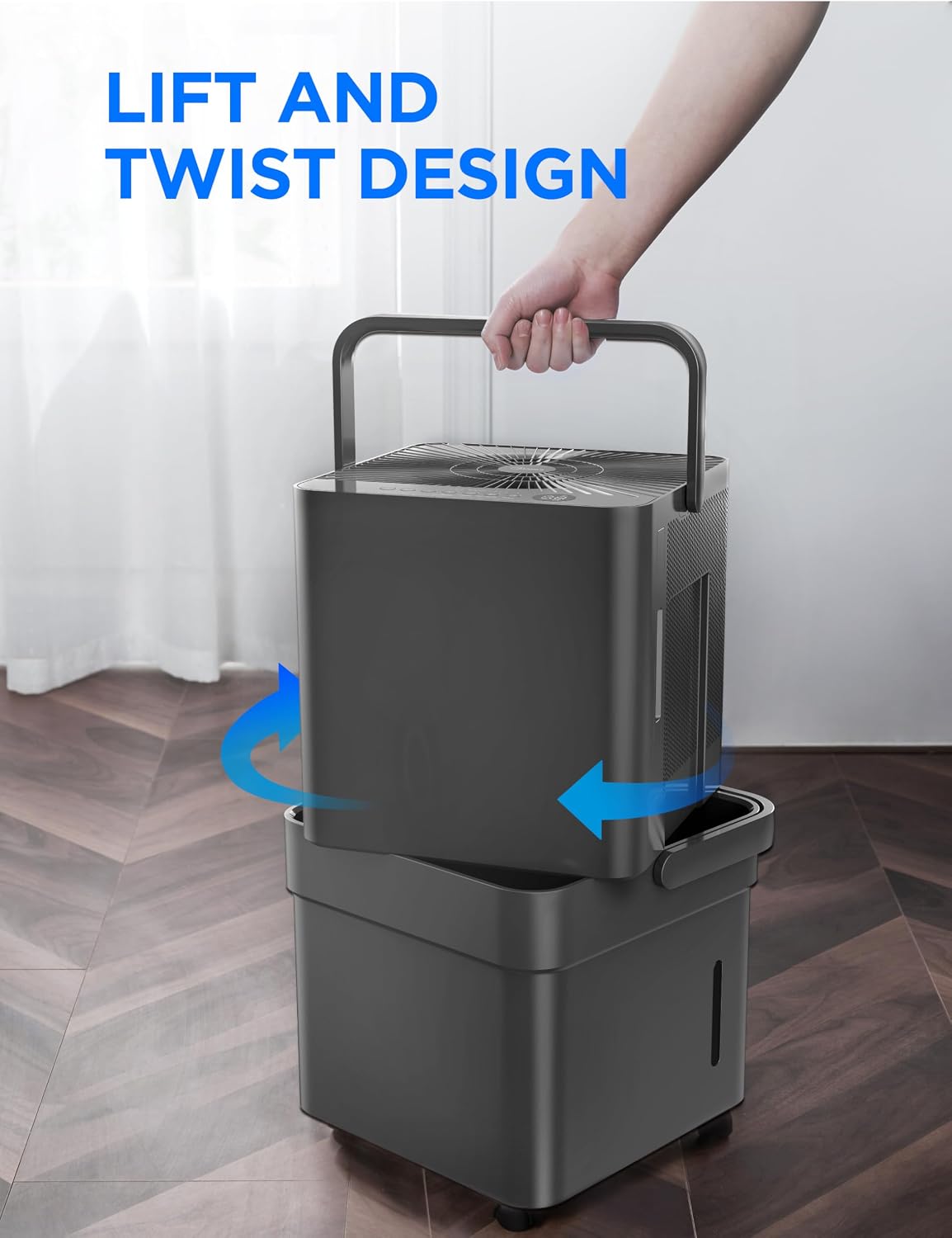 Midea Cube 35 Pint Dehumidifier for Basement and Rooms at Home for up to 3,500 Sq. Ft., Smart Control, Compatible with Alexa (Grey), Drain Hose Included