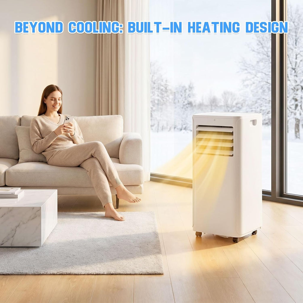 12,000 BTU Portable Air Conditioner With Heat, Wifi 3-in-1 AC Unit with Dehumidifier & Fan, Quiet Operation for Bedroom, Cools up to 550 sq.ft, 24-Hour Timer, Remote & Window Installation Kit