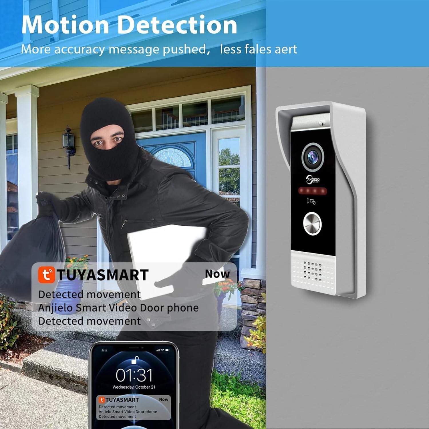 Video Apartment Doorbell Intercom,1080P HD Touch Screen Monitor,Outdoor Camera Doorbell Camera,Ring Doorbell Wired,TUYA,Night Vision,Two-Way Audio,Video Intercom (1 Bell+2 white Monitor + 2C)