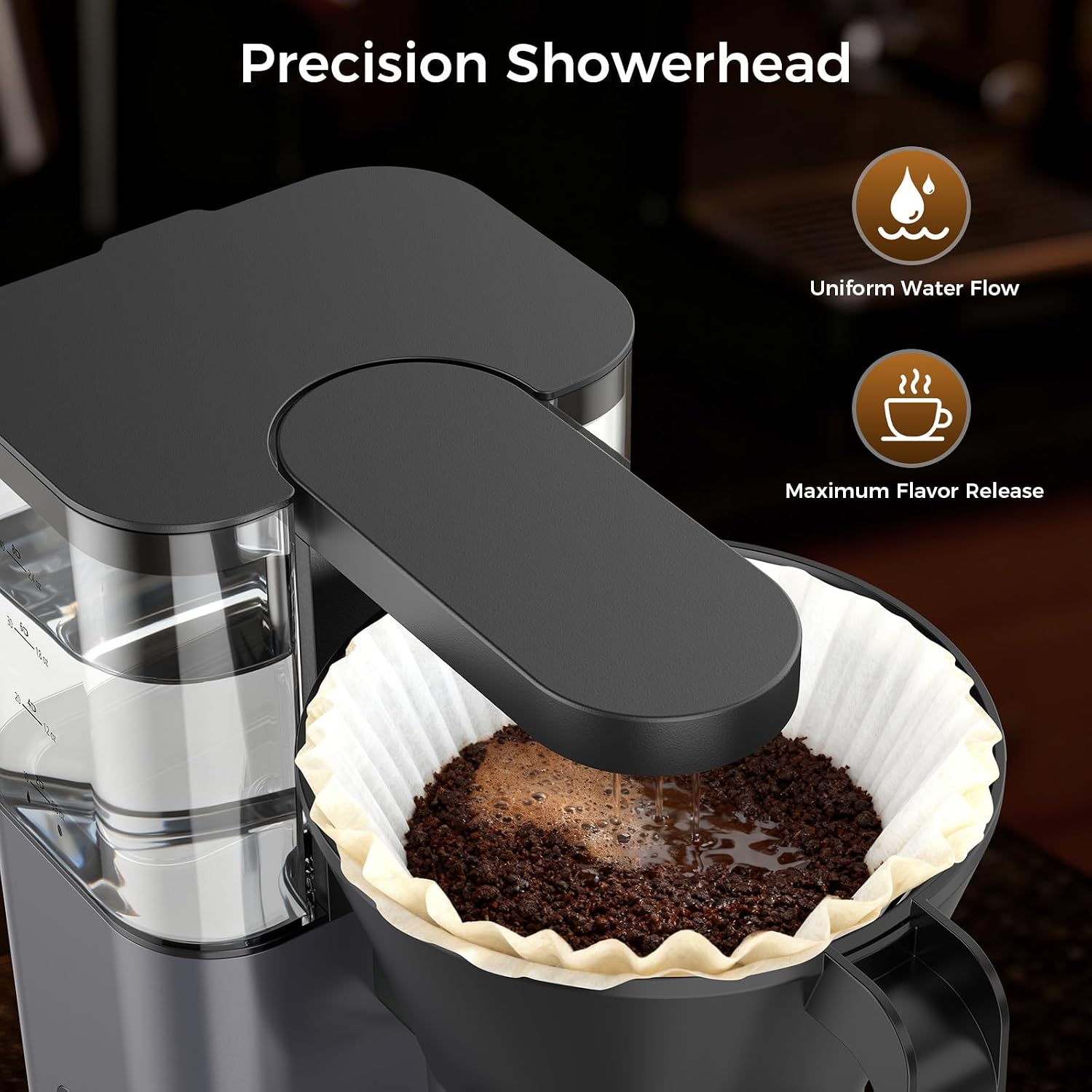 Kismile 8 Cup Drip Coffee Maker Machine, Pour Over Coffee Brew with 3s Instant Heat 197-205℉, Removable Water Tank, Adjustable Flow Control, Deep Cold Brew & Keep Warm 40 Min (starrygray)
