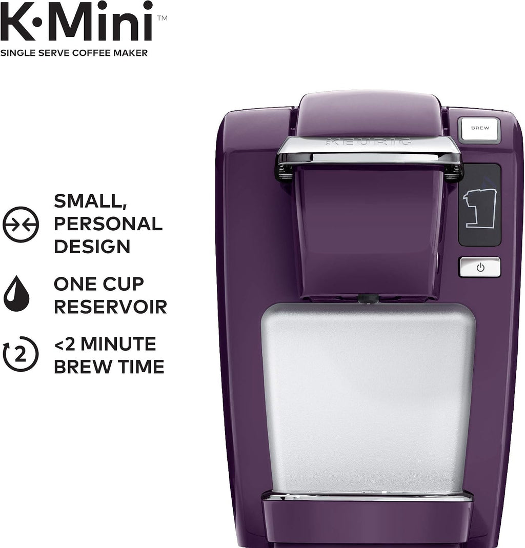 Keurig K15 Coffee Maker, Single Serve K-Cup Pod Coffee Brewer, 6 to 10 Oz. Brew Sizes, Black Plum