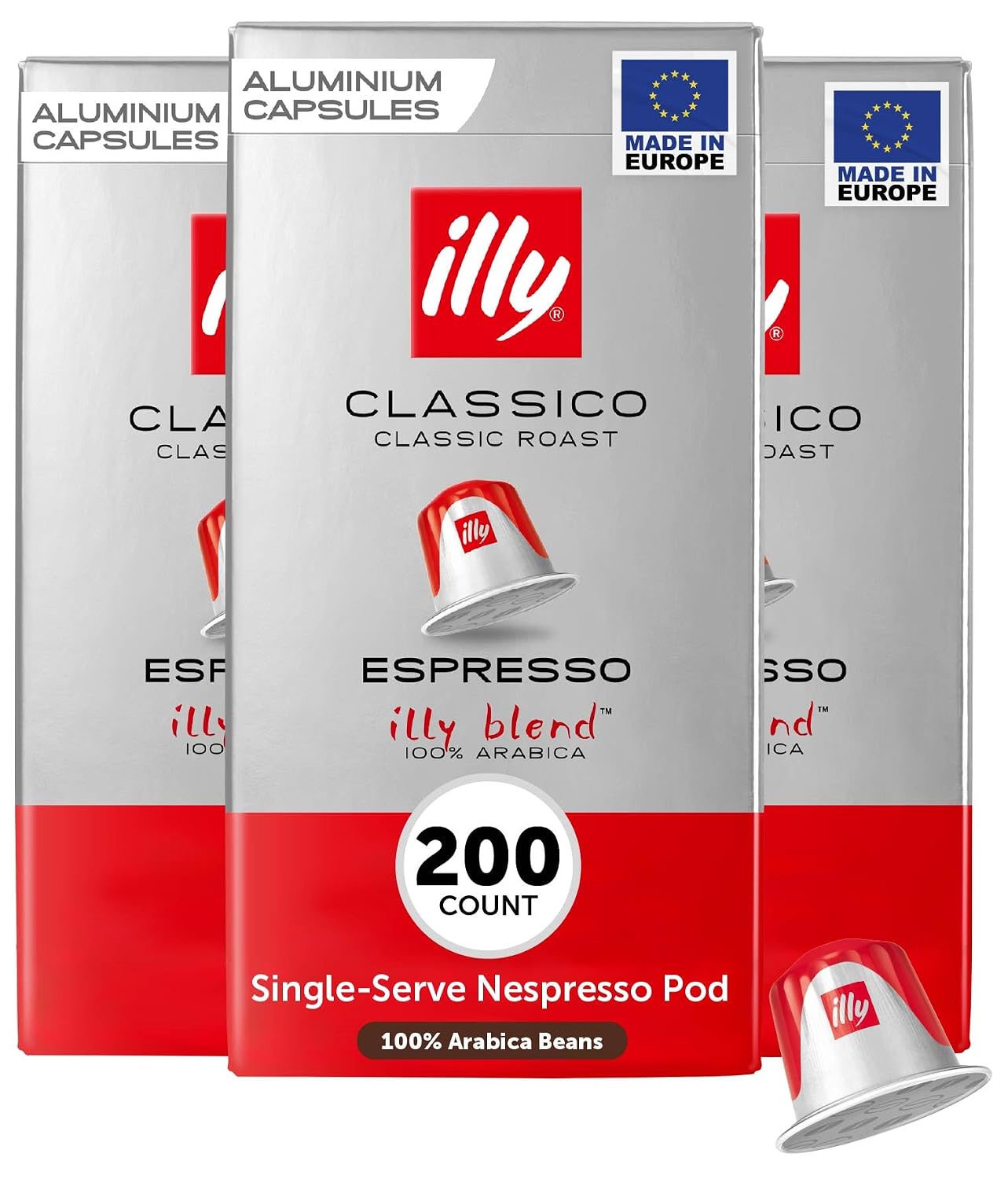 illy Espresso Compatible Capsules, Coffee Pods for Nespresso Original Line Machine, Classico Medium Roast, 100% Arabica, Premium Italian Coffee, Single Serve, 10 Count, 20 Pack