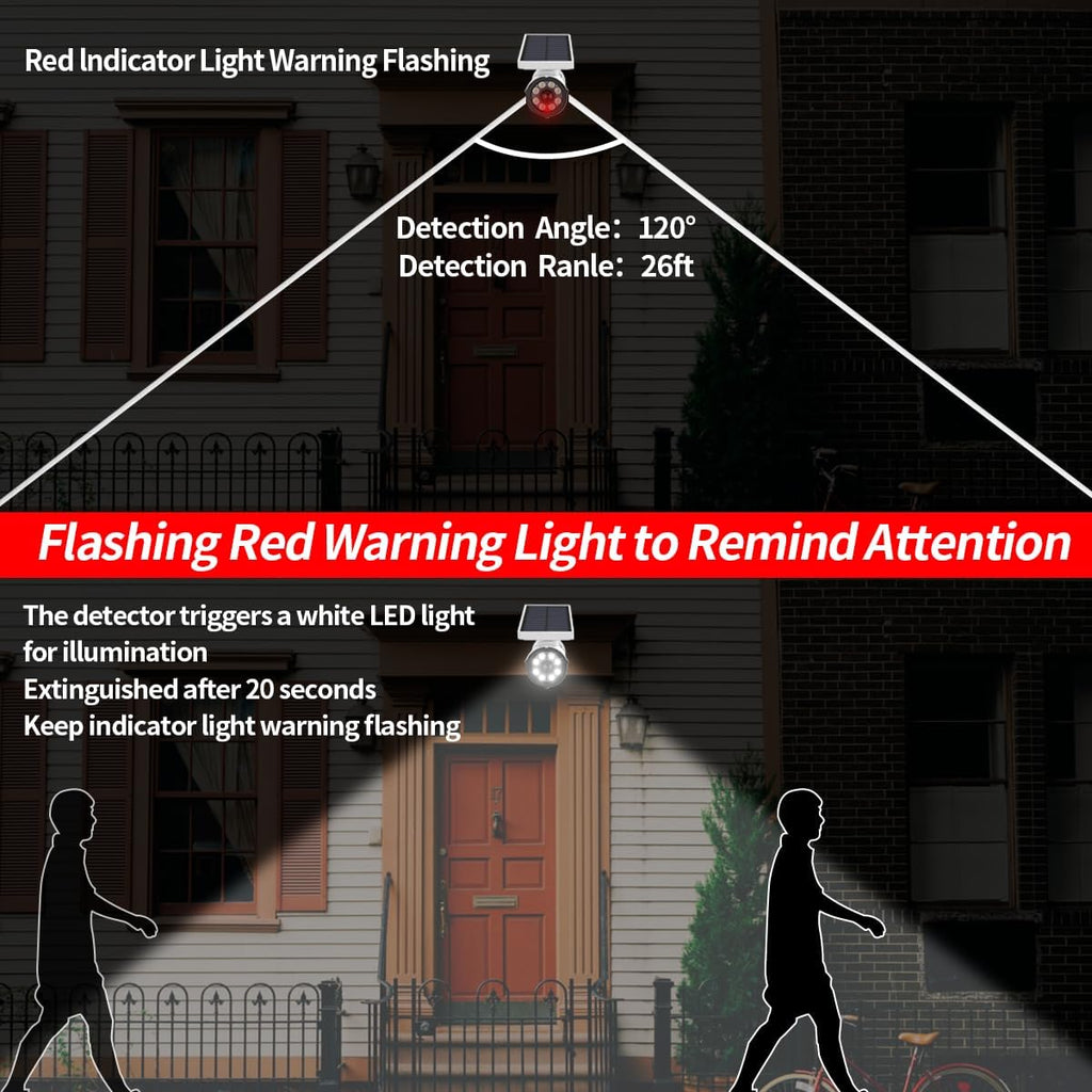 OOSSXX Solar Powered Outdoor Wireless Simulated Cameras Fake Camera Wire Free Solar Motion Light Motion Sensor Floodlights Spotlight