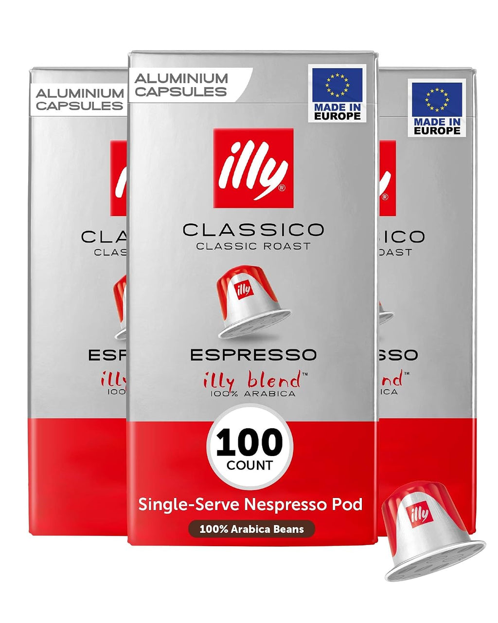 illy Espresso Compatible Capsules, Coffee Pods for Nespresso Original Line Machine, Classico Medium Roast, 100% Arabica, Premium Italian Coffee, Single Serve, 10 Count, 10 Pack