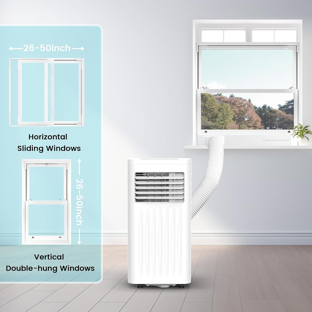 Antarctic Star Portable Air Conditioners 8,000 BTU, Small Portable AC with Cooling, Fan, Dehumidifier Function, 24H Timer, Cooling up to 350 Sq.Ft. Window Kit Panel, 62ºF and 86ºF Temperature Range