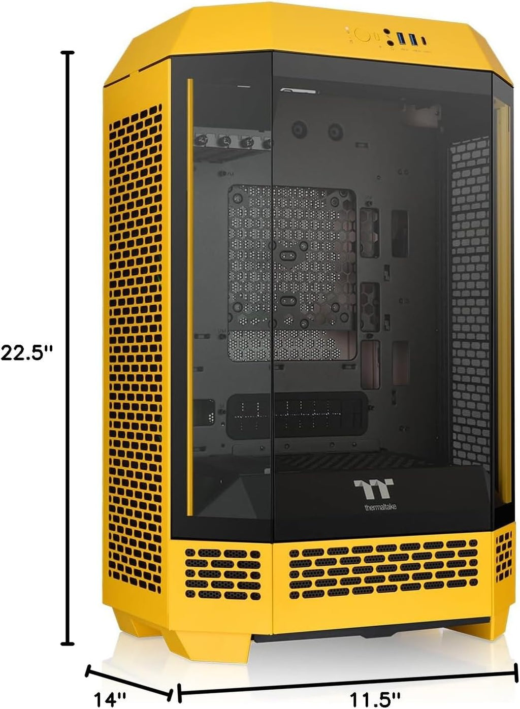Thermaltake Tower 300 Bumblebee Micro-ATX Case; 2x140mm CT Fan Included; Support Up to 420mm Radiator; Optional Chassis Stand Kit Allows Horizontal Display; CA-1Y4-00S4WN-00; 3 Year Warranty