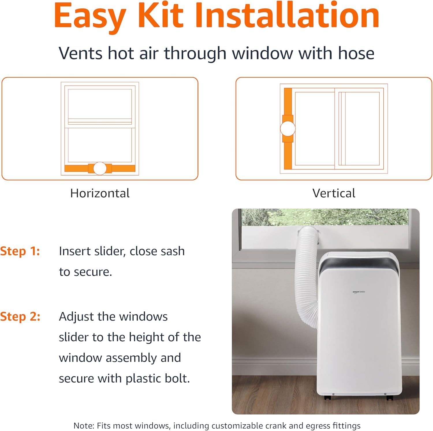 Amazon Basics 4-In-1 Portable Air Conditioner with Remote, Timer, Sleep Mode, Auto Swing, Cool/Heat/Dry/Fan-Only Functions, 13500 BTU (ASHRAE), Cools Up to 550 Sqf, Energy Saving, White