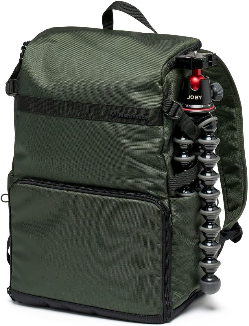 Manfrotto Street Slim Photography Backpack for Mirrorless and Reflex Camera, Front and Rear Access, Removable Camera and Laptop Inserts, Compact Backpack for Photography Accessories, Colour Green