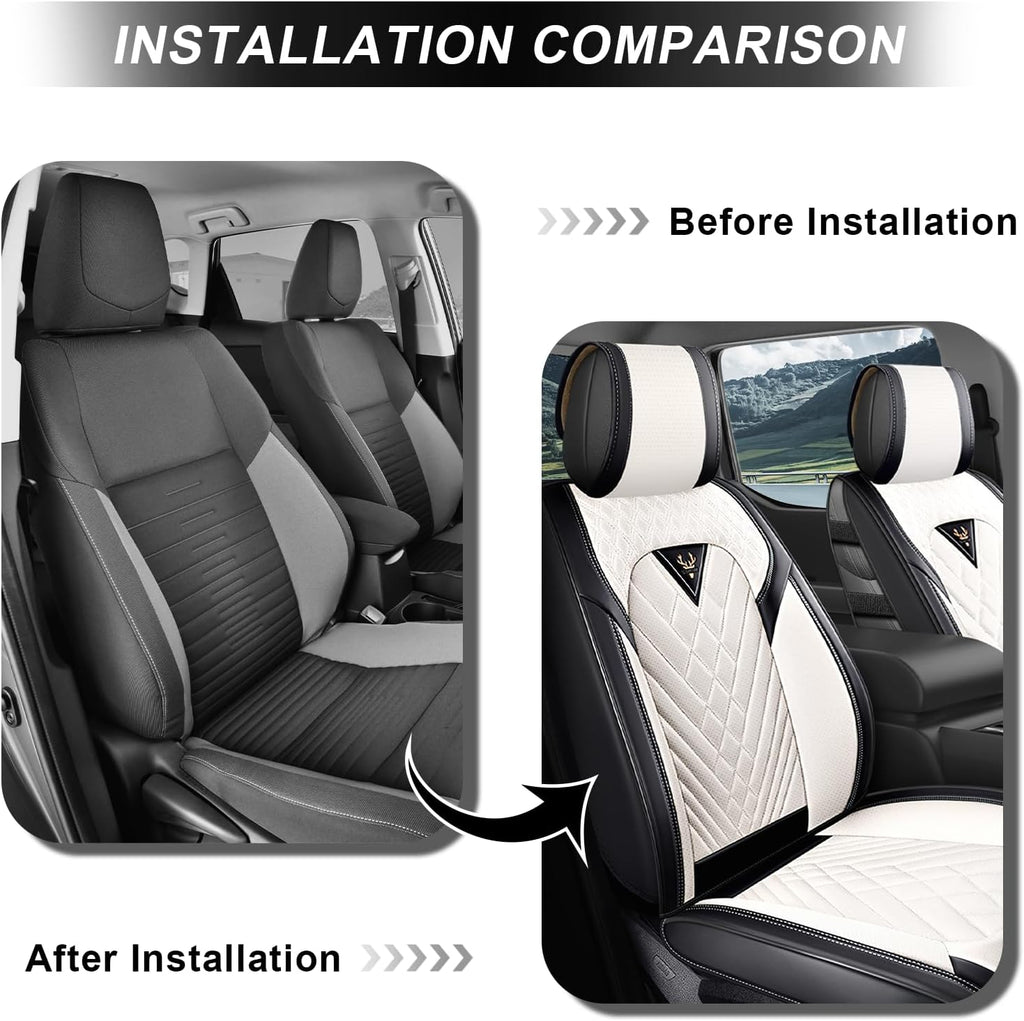 Dodge Ram Truck Seat Covers Custom for 2002-2026 1500 2002-2026 2500/3500 Crew Double Mega Quad Cab Bighorn Laramie Tradesman Classic Full Set Seat Covers Protectors(Standard 5 Seats/Black White)