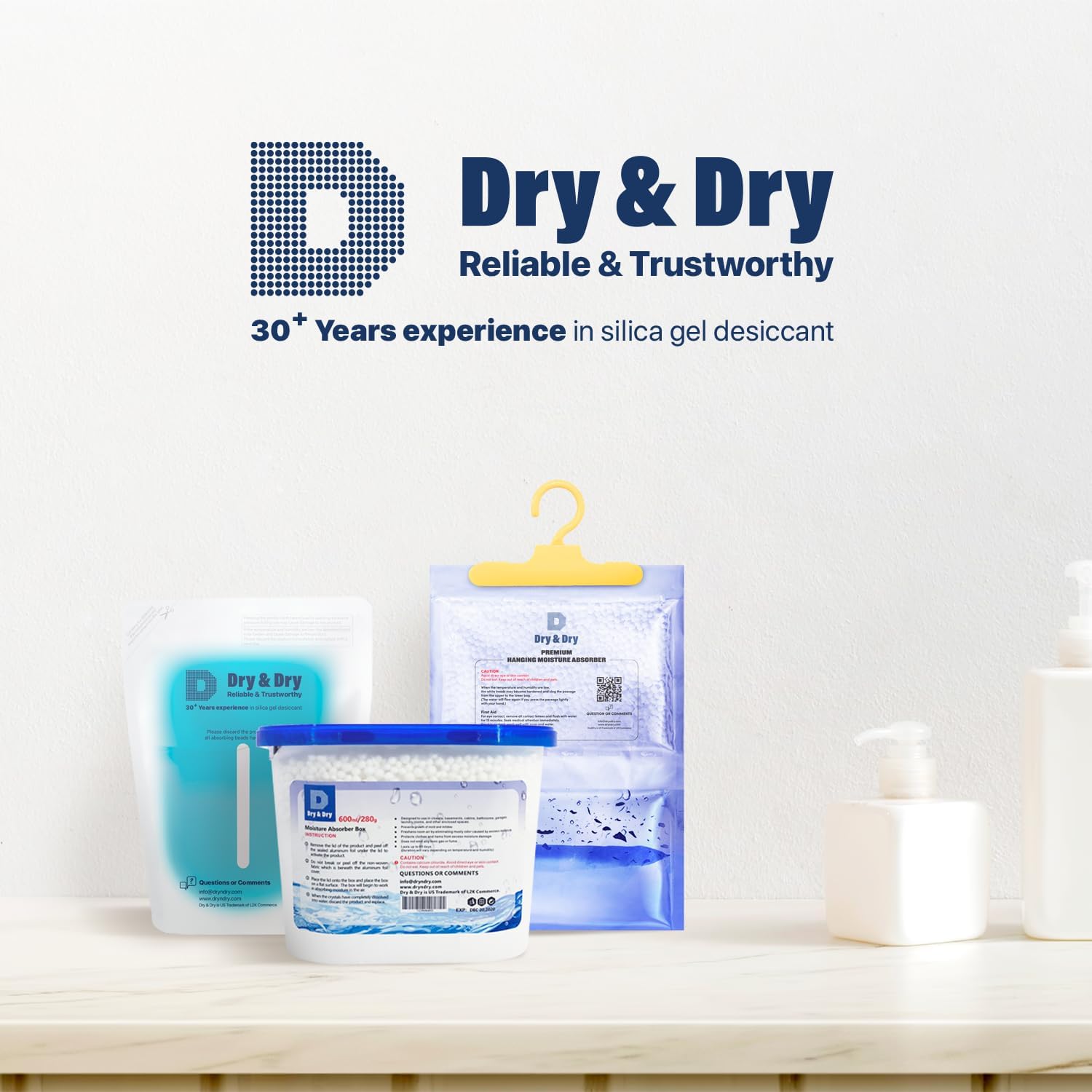 Dry & Dry Moisture Absorbers Refill Beads (64 LBS) - Home Basement Bedroom Small Dehumidifiers & Moisture Absorbers