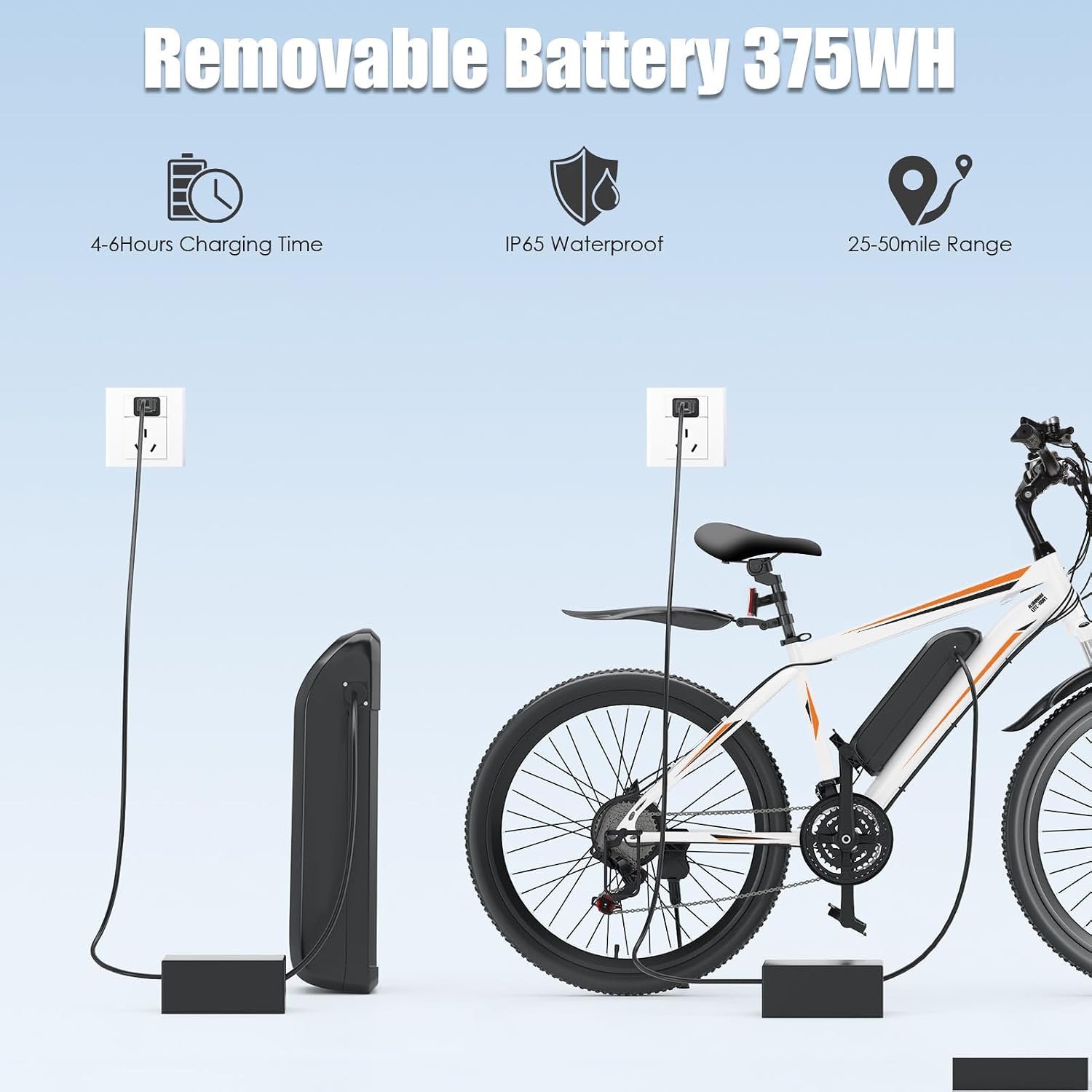 GOCIO 500W Electric Bike 26' Mountain Bicycle Adults Cruise Control Pedal Assist 48V 375Wh Battery 21-Speed E-Bike UL2849