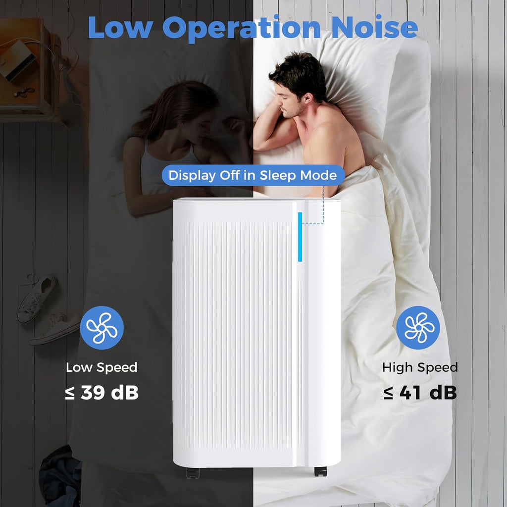 COSTWAY 54 Pints Dehumidifier for Basement, 4500 Sq.Ft Portable Dehumidifier with Drain Hose, 1.1 Gal Water Tank, 3 Modes, 24 H Timer, 3-Color Light, Auto Defrost, Memory, Child Lock