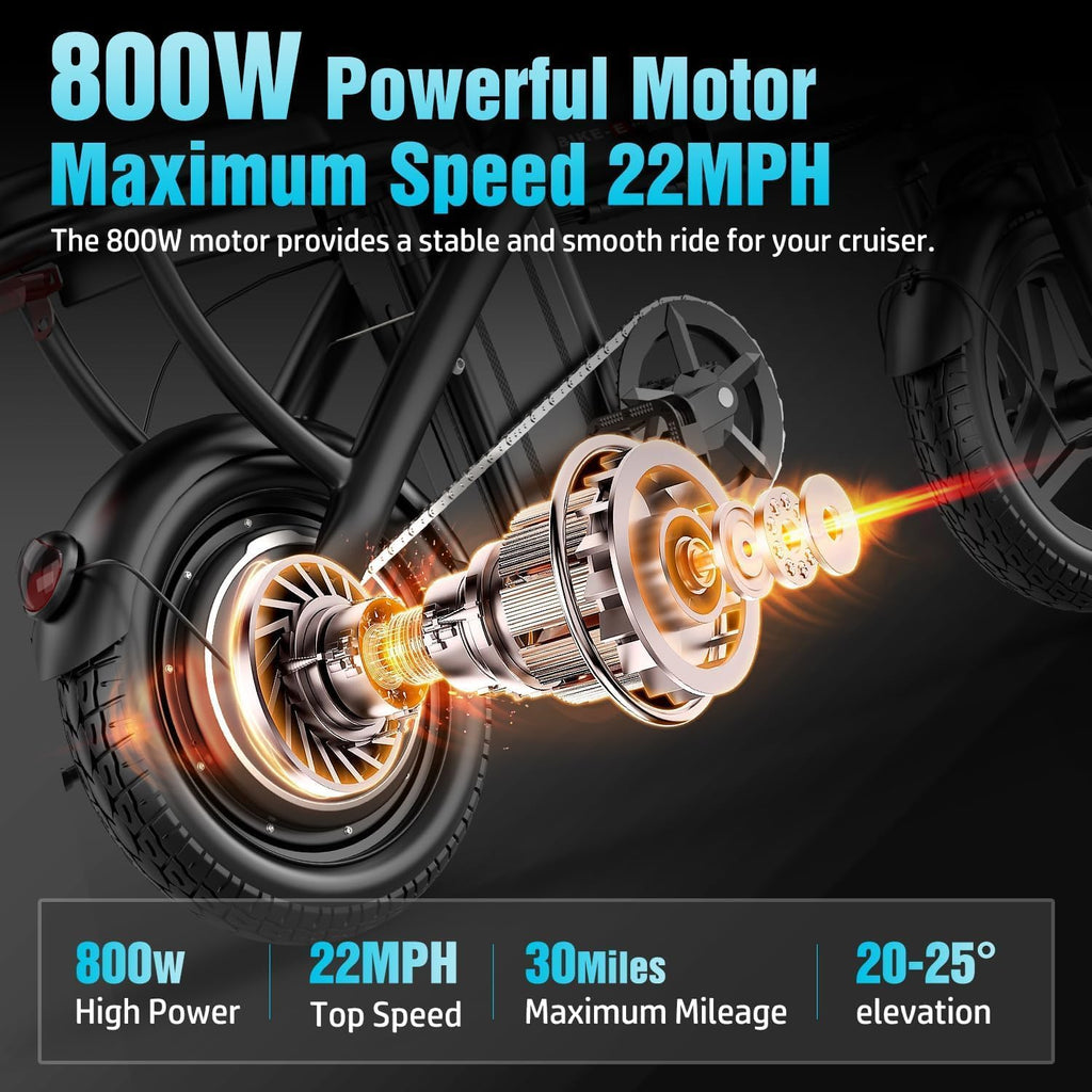 ASKGO Electric Bike for Adults Teens, 800/1200W Peak Folding Ebike, 22/25MPH & 30/45 Miles Range, Dual Suspension & Dual Brake, 3-Speed Modes, 14' Portable Electric Mini Bike, Commuting Ebike