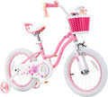 RoyalBaby Girls Bike with Training Wheels, Stargirl Kids Bicycle 14 Inch Toddlers to Big Kids 3-5 Years, Star Pink