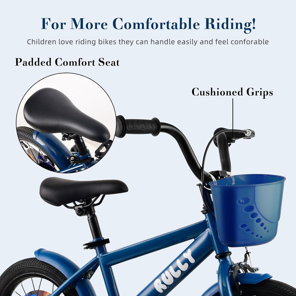 RULLY Dinosaur Kids Bike for Ages 2-7 Years Old Boys, 12 14 16 Inch BMX Style Kid's Bikes with Training Wheels, Children Bicycle for Kids and Toddler, Multiple Colors