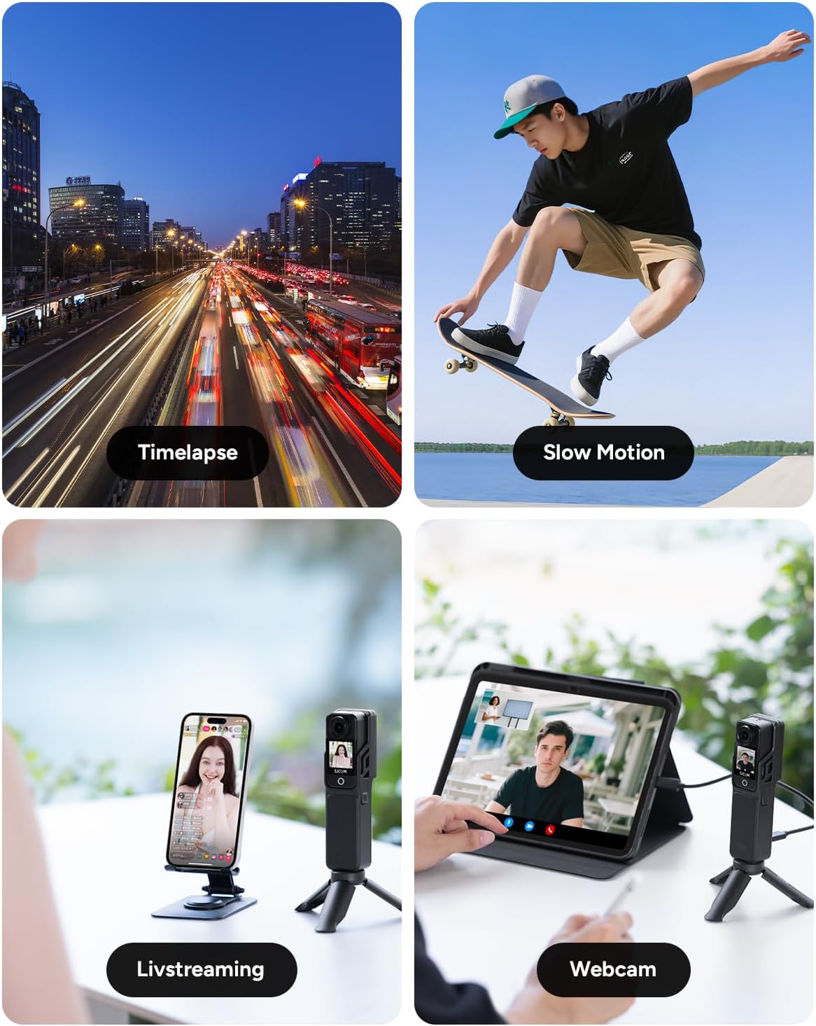 SJCAM C400 Vlogging Camera,64GB 4K Image,7H Power use,6-Axis Stabilizer,for Vlogs influencers,2.29'' Touch Screen,30M Waterproof Body Cam,Vlogging for YouTube,Black,Camara para grabar contenido