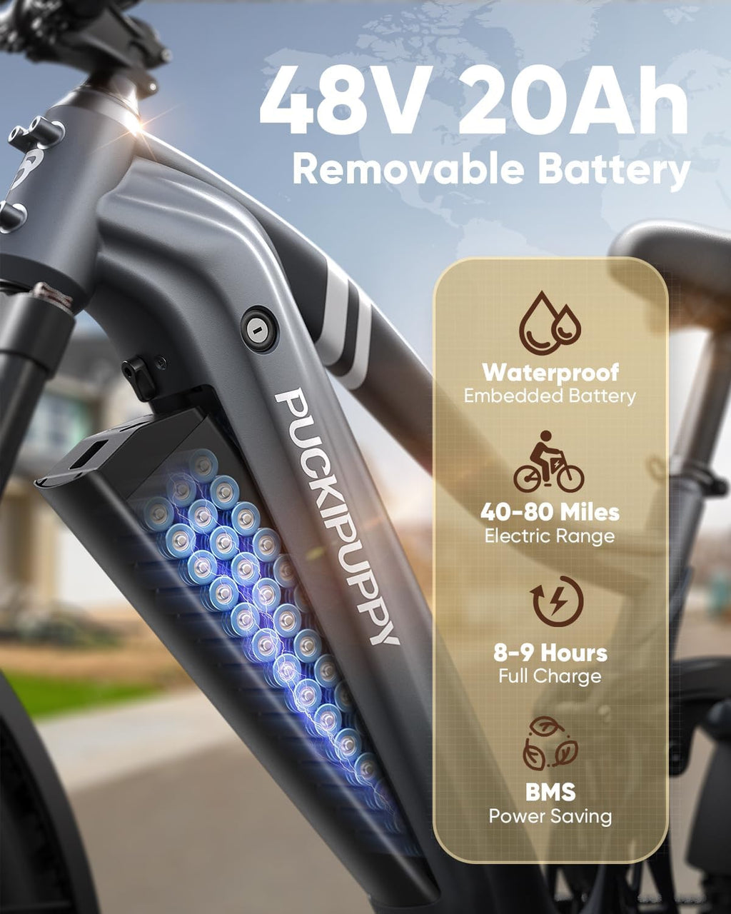 Battery+Luxury Gift Pack Boxer Electric Bike for Adults 960W, 48V 20AH Battery Ebike, Full Suspension 26' Fat Tire E Bike, 28MPH 80Miles Range Mountain Electric Bicycle, 7 Speed Hydraulic Disc Brakes