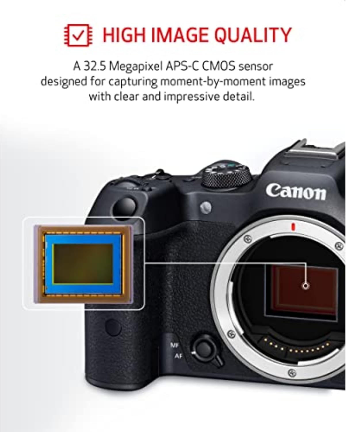 Canon EOS R7 Mirrorless Camera (Body Only), Hybrid Camera, 32.5 Megapixel (APS-C) CMOS Sensor, 4K Video, for Sports, Action, Content Creators, Vlogging Camera, Black