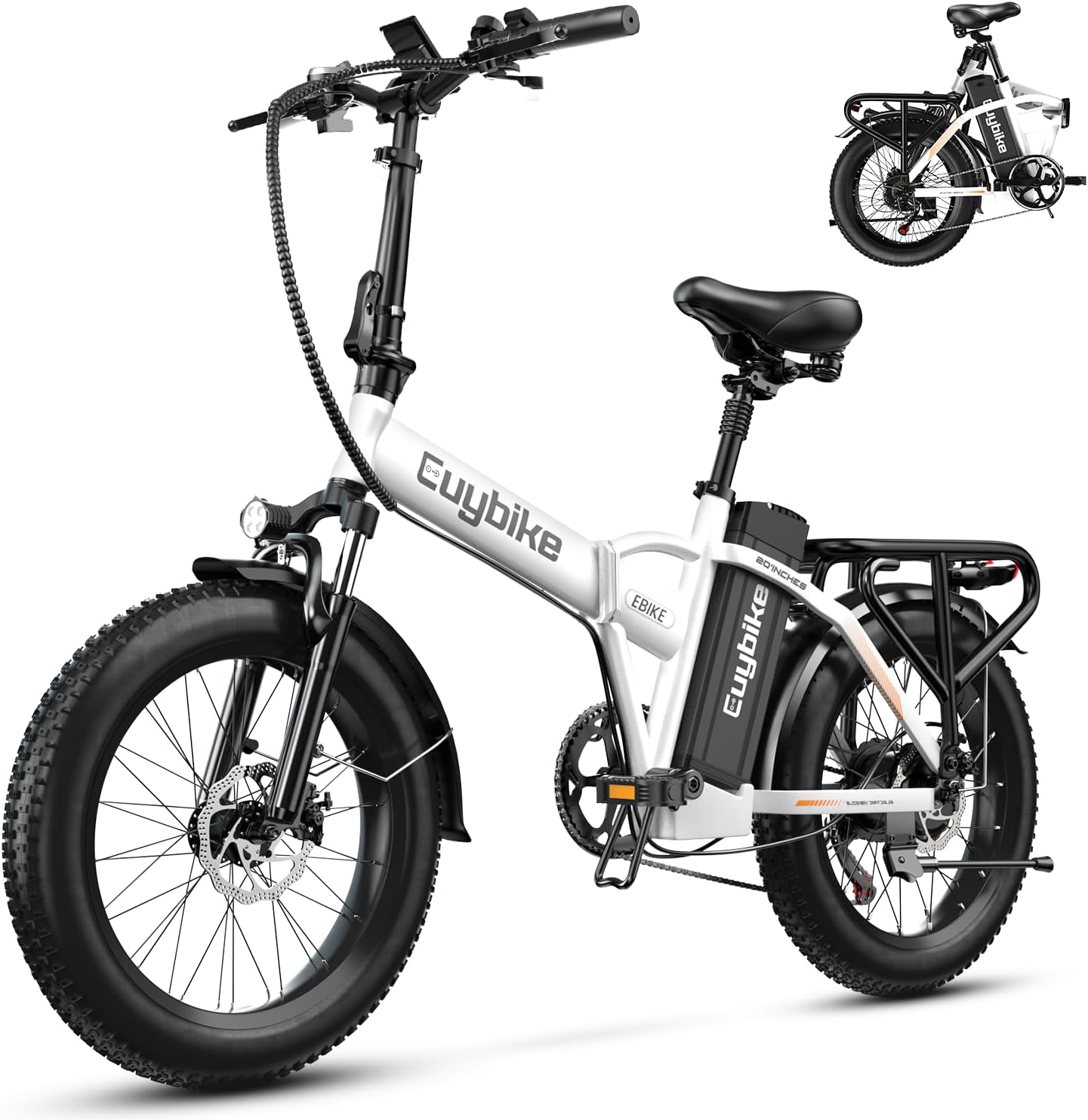 bluebiko 1000W Folding Electric Bike, 48V 20AH Large Removable Battery E Bike, 80 Miles Max Range, 20' Fat Tire Electric Bike for Adults, Adult Electric Bicycles for Commute Beach Snow