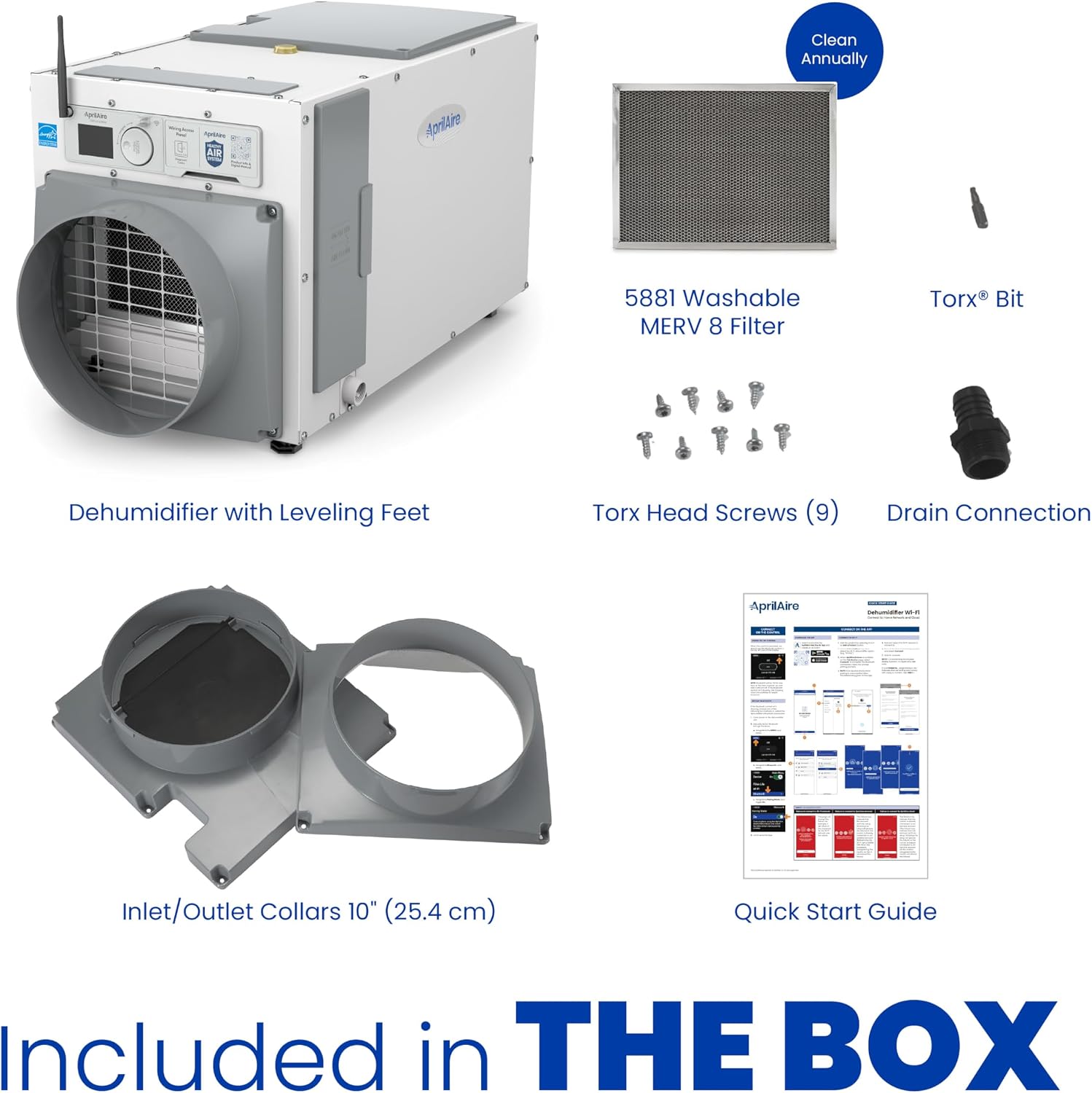 AprilAire E080W Wi-Fi Dehumidifier – 80 PPD for Crawl Spaces, Basements, Whole Houses up to 4,400 Sq. Ft., Part of the AprilAire Healthy Air System