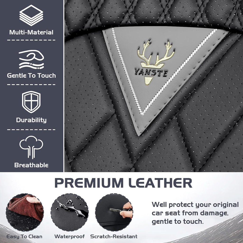 Car Seat Covers for Honda Odyssey 2000-2026, Waterproof Nappa Leather Front Seat Cover with Headrests, Anti-Slip and Comfortable Automotive Seat Protector&Accessories(Gray Black)