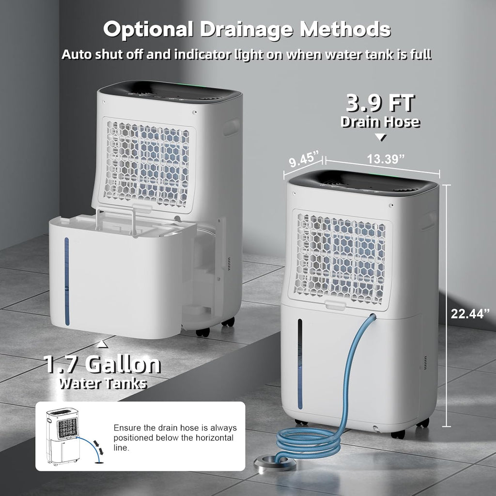 Ludatido 2025 Upgraded 5000 Sq.Ft 80 Pint Dehumidifier for Basements with Large 6.5L Water Tank, 24H Timer, Child Lock Defrost, Silent, Mold, 4 Modes Operation Auto shut-off