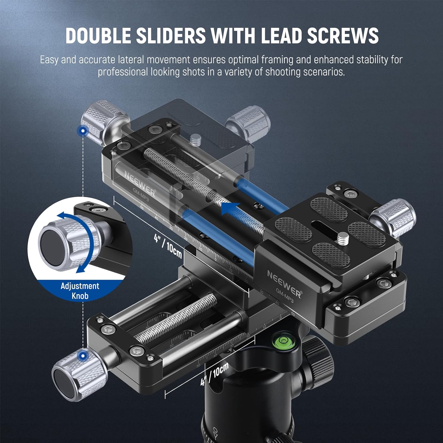 NEEWER Macro Rail Slider, 4 Axis 360° Rotating Aluminum Alloy Focusing Rail with Arca Type Quick Release Plate 1/4' Screw for Camera Camcorder Tripod Heads Macro Photography Closeups Filming, GM-MP3
