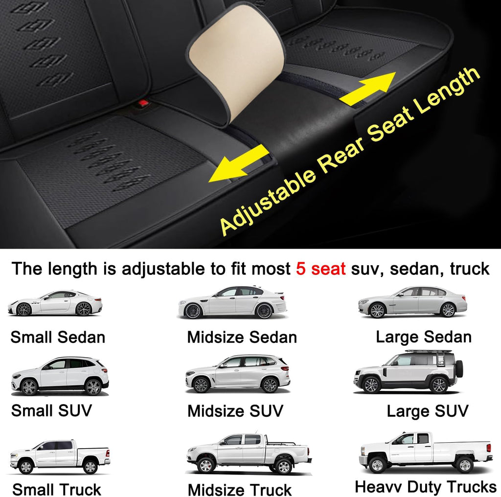 Car Seat Covers 5 Seats Fit for Mitsubishi Montero 1999-2005,Waterproof Leather Seat Covers,Airbag Compatible,Car Seat Protectors Interior Sets(5PCS with Pillows,Black)