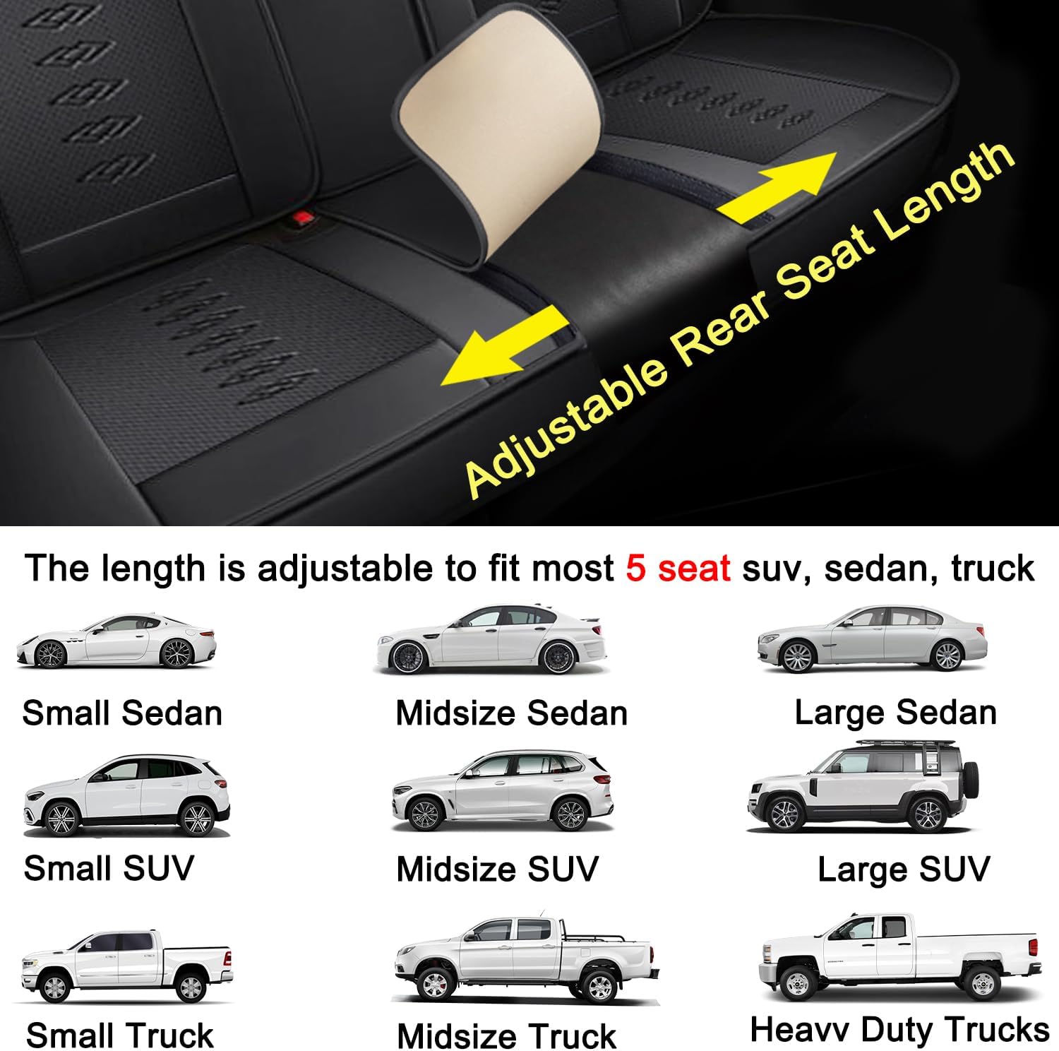Car Seat Covers 5 Seats Fit for Mitsubishi Montero 1999-2005,Waterproof Leather Seat Covers,Airbag Compatible,Car Seat Protectors Interior Sets(5PCS with Pillows,Black)