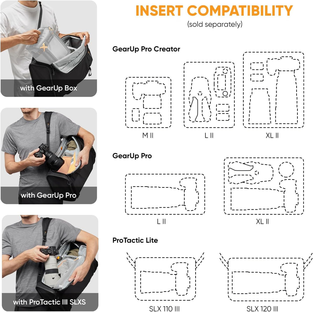 Lowepro ProTactic Lite BP 250 AW III Laptop Backpack, Top and Side access, Professional Camera Bag, DSLR/Drones/Mirrorless, Up to 16' Laptop, Rain Cover, for Photographer, Videographer, Volume 30L