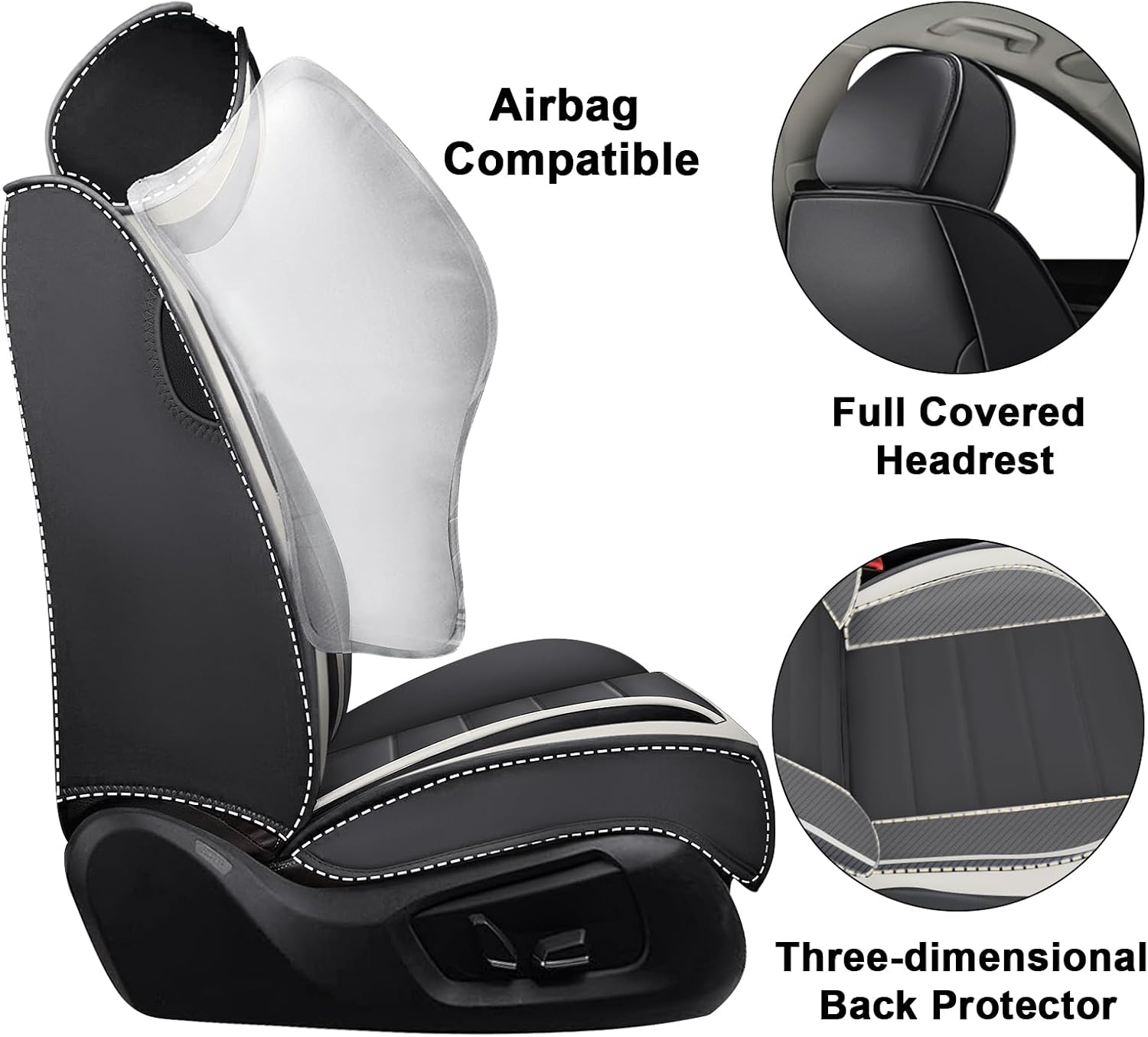 2 Seat Covers for Infiniti QX80 2000-2026 Breathable Car Seat Covers,Anti-Slip Waterproof Car Seat Protectors with Airbag,Automotive Vehicle Cushion with Storage Pockets (Standard,Gray)
