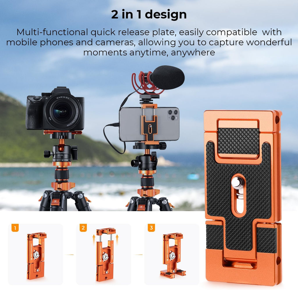 K&F Concept 68' Carbon Fiber Camera Tripod,Compact Tripods with Metal Ball Head,Quick Release Plate,Detachable Monopod 10KG Load for DSLR Cellphone Tripods(SA255C1) D255C4+BH-28L